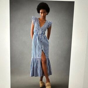 Anthropologie peregrine midi Gingham Dress
